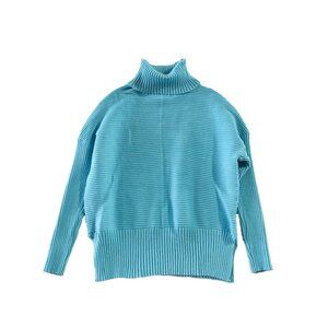 Lillusory Sweater Womens Size S Blue Tunic Turtleneck
